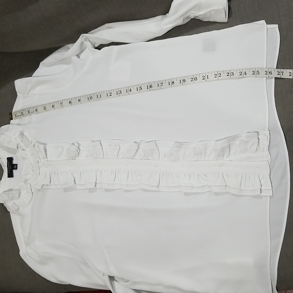 Tahari ASL Women's Ruffle Long Sleeve Blouse Size M in White - Picture 8 of 11